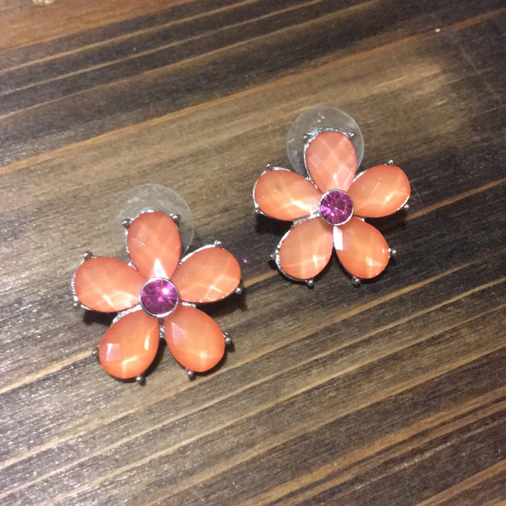 Pink and purple flower earrings